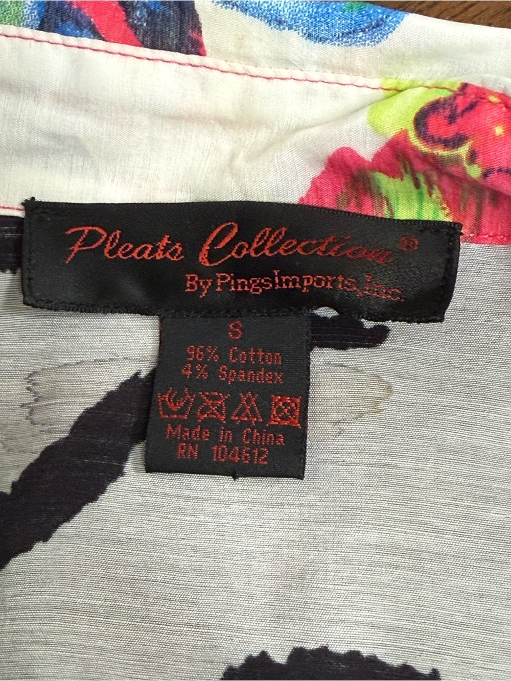 Pleats Collection Patchwork Shirt Small Colorful Abstract Zebra Button Top - Picture 8 of 10